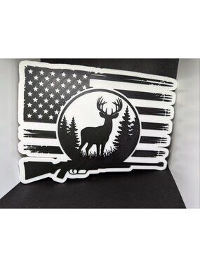 Patriotic Flag Deer Hunting Wall Art - No AMS 3D Printed 9.5x7"